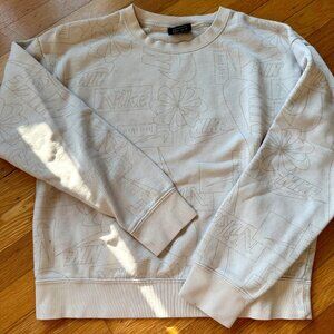 Nike Crewneck Sweater, Cream with Gold Design | XS